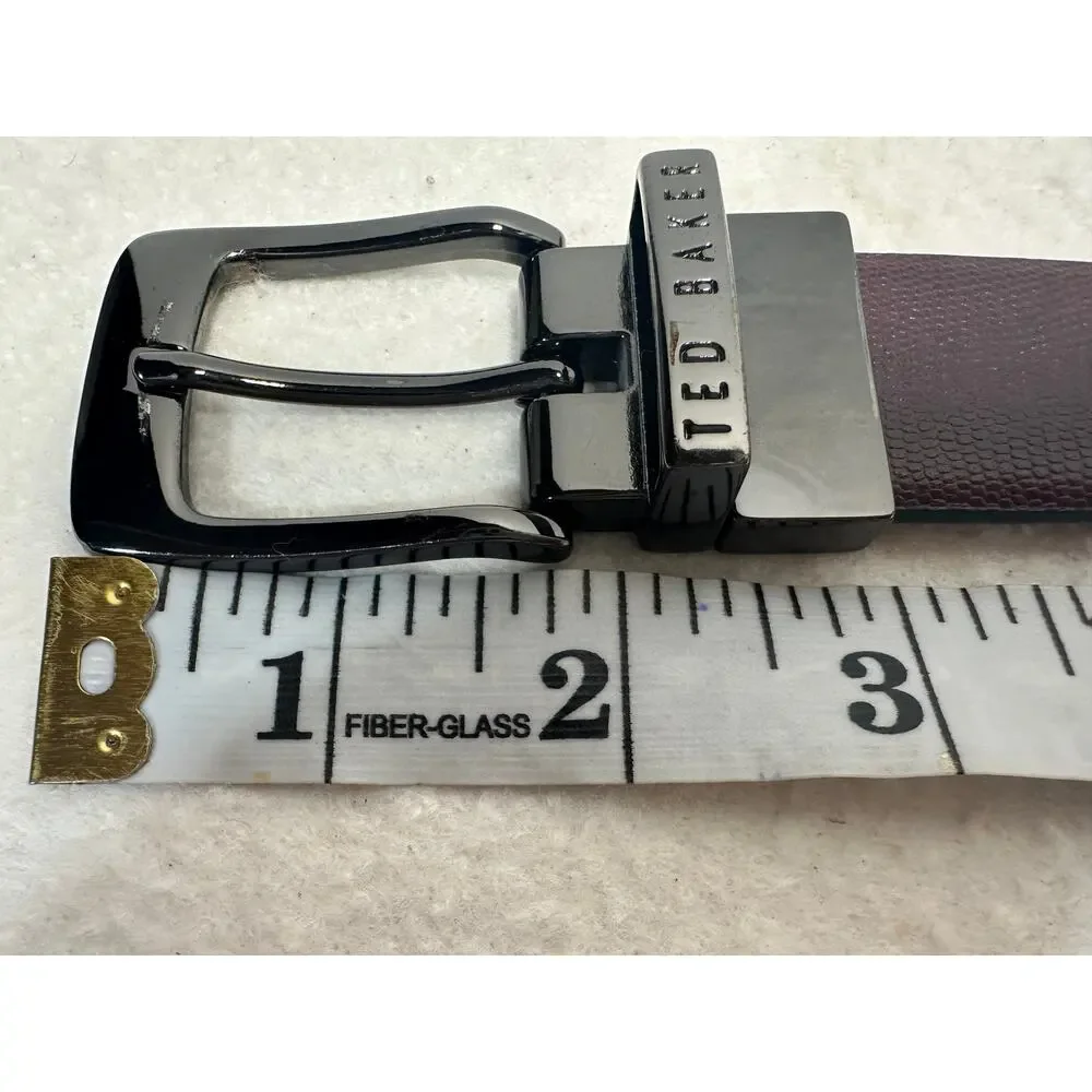 Ted Baker Textured Leather Reversible Belt Gunmetal Buckle Men's SZ 38